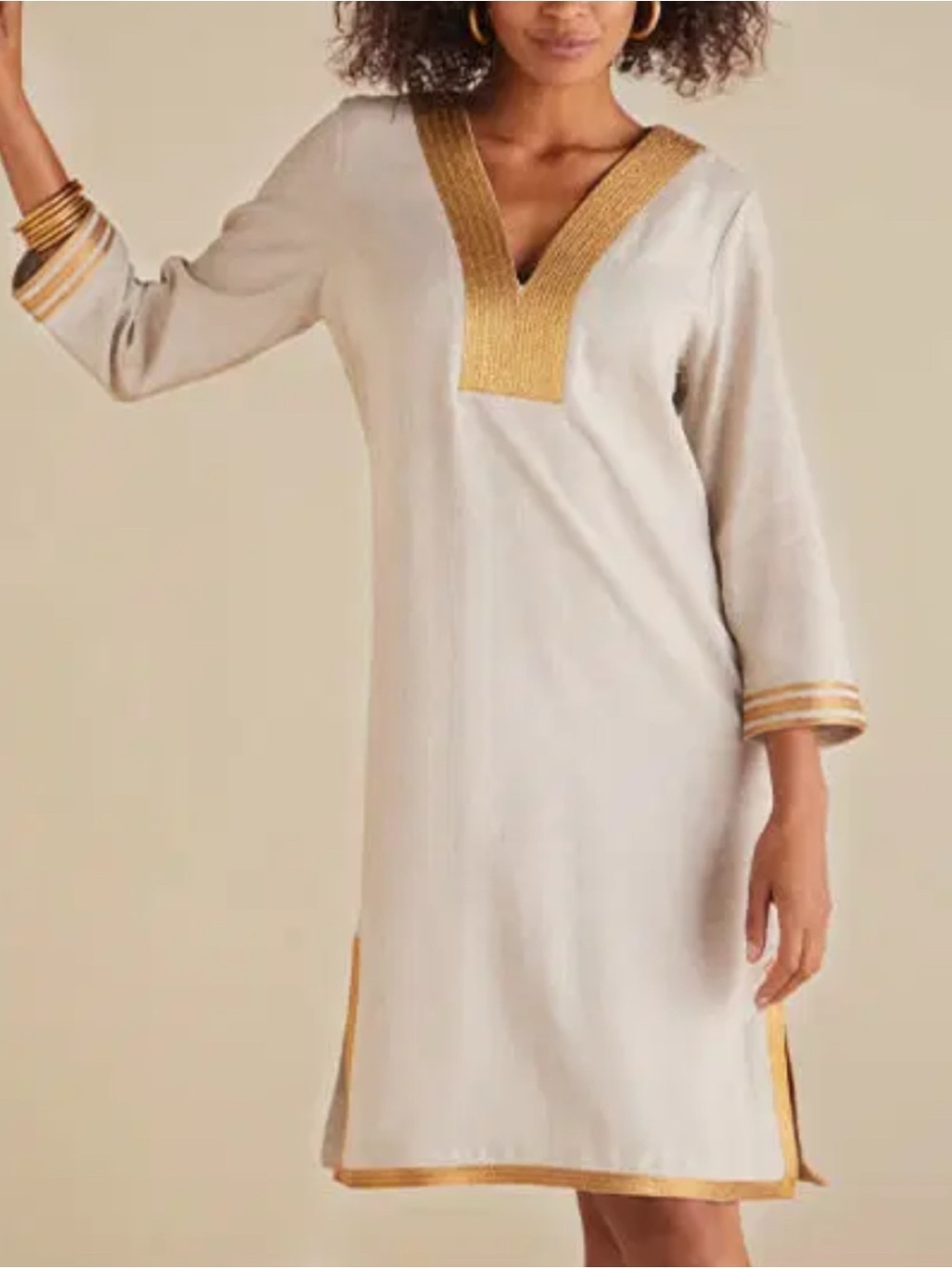 NEW soft surroundings nyla linen blend Caftan Dress large